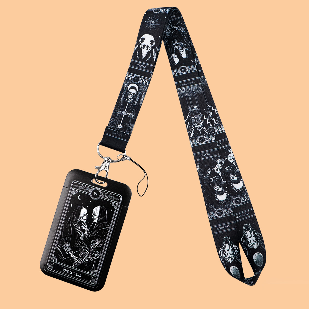 Gaming Card Holder - Tarot temalı kafatası kordon kart tutucu