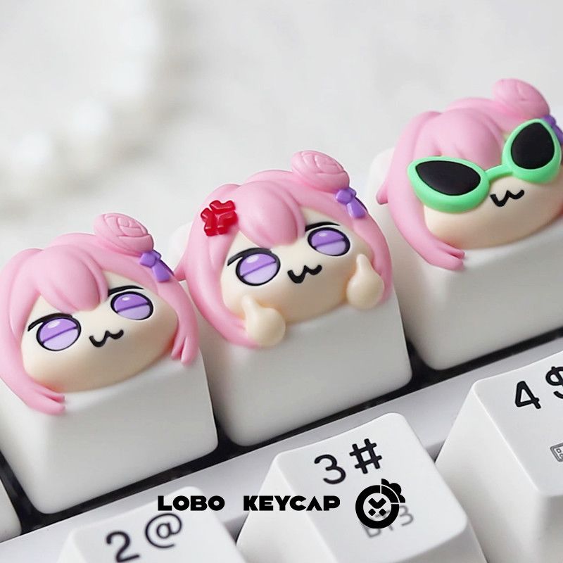 Gaming Console With Keyboard - Sevimli Pembe Saçlı Anime Kız Reçine