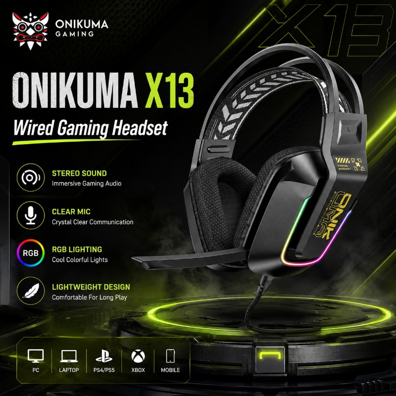 Gaming Console Headset - ONIKUMA X13 Oyun Kulaklığı Kablolu RGB