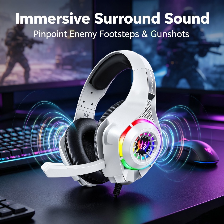 Gaming Console Headset - Mikrofonlu PC Oyun Kulaklığı RGB LED